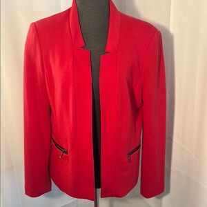 Planet Red Tailored Blazer, lined Sleek Collarless Design and zip pockets